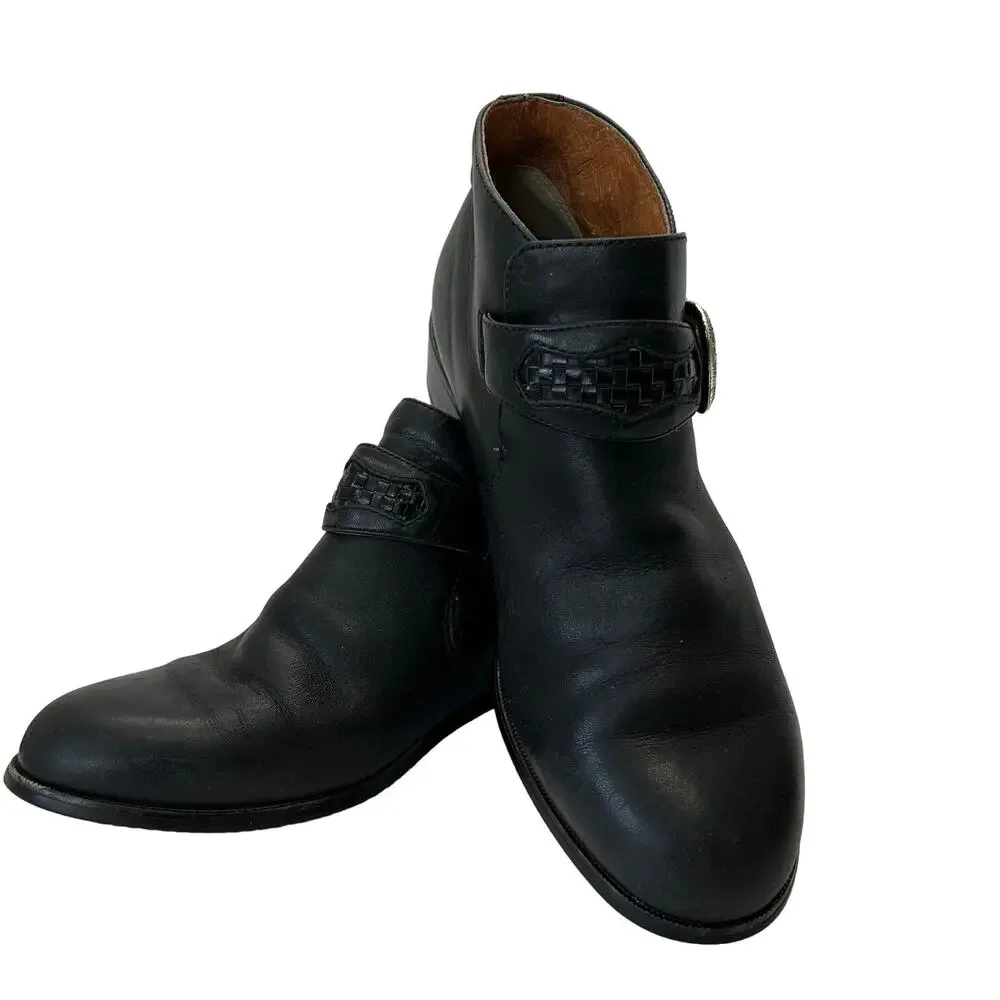 Ariat Western Style Black Leather‎ Buckled Ankle Booties Women's Size 7.5B